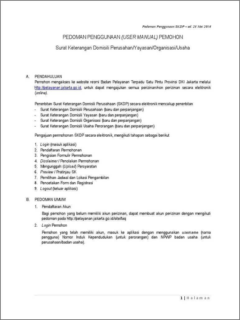 Contoh Surat Permohonan Skdp Baru