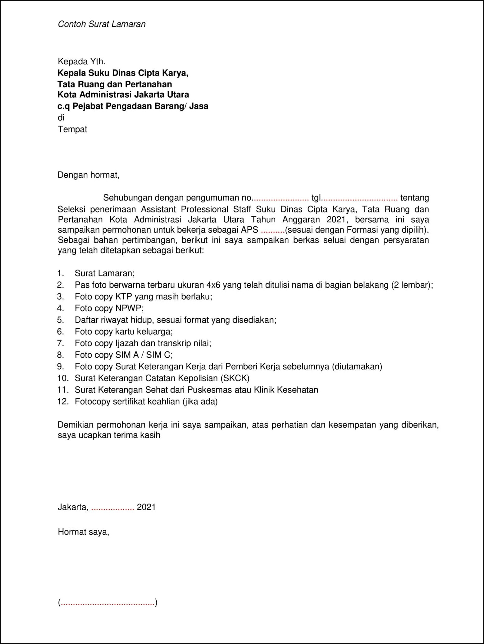 Contoh Surat Permohonan Sudin