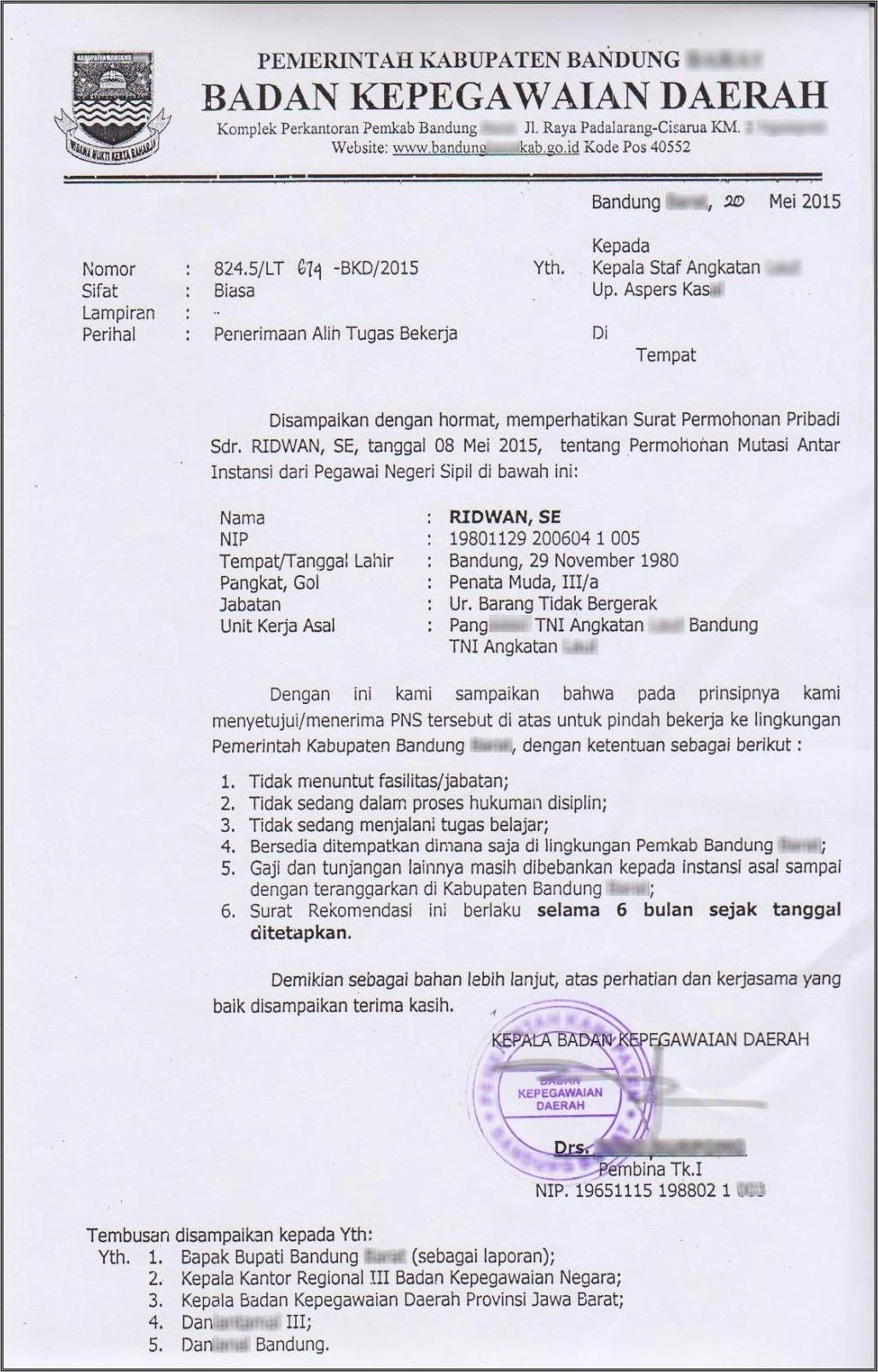 Contoh Surat Permohonan Tambahan Pegawai Untuk Bkd