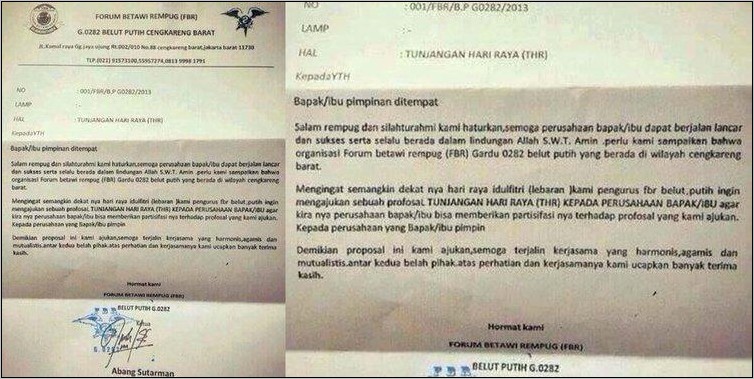 Contoh Surat Permohonan Thr Kristen Di Minta Di Idul Fitri