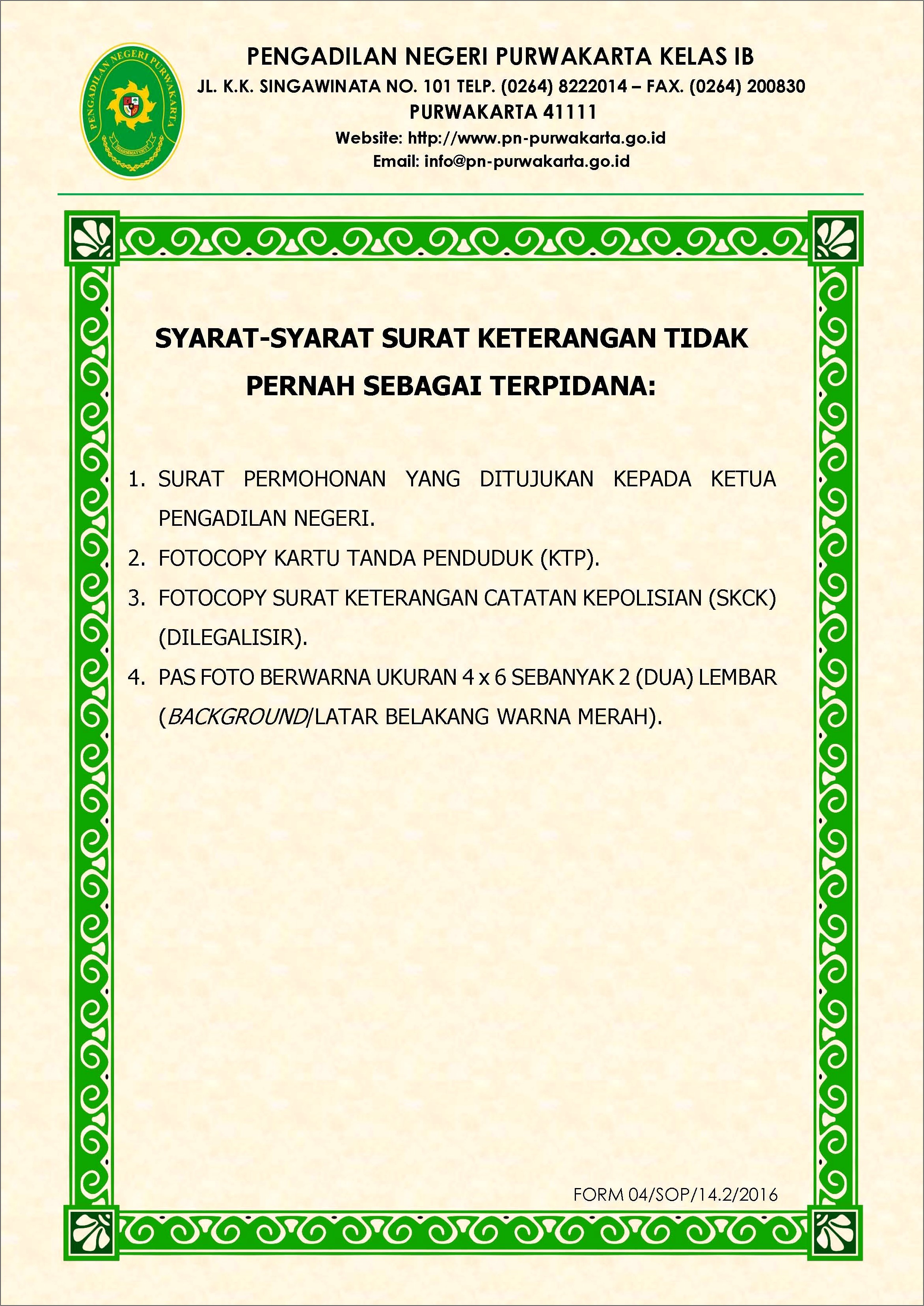 Contoh Surat Permohonan Tidak Pernah Dihukum