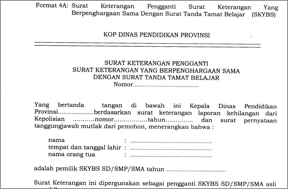 Contoh Surat Permohonan Transkrip Nilai Hilang