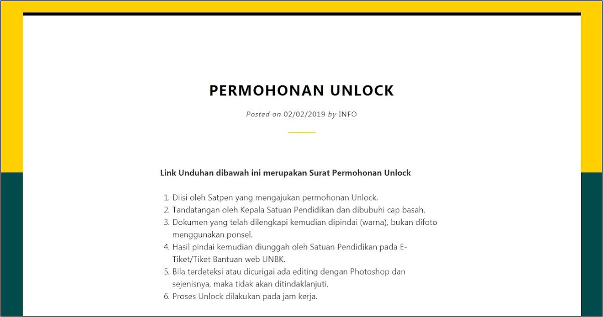 Contoh Surat Permohonan Unlock Sn Unbk