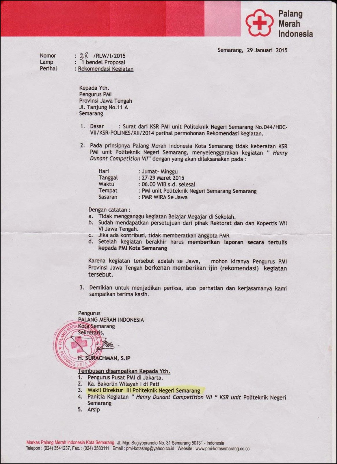 Contoh Surat Permohonan Untuk Kunjungan Pmi Kabupaten