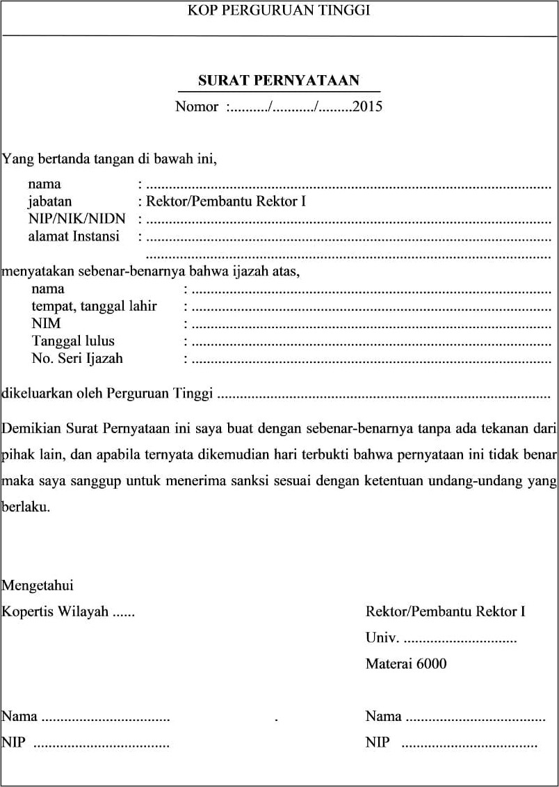 Contoh Surat Permohonan Verifikasi Alumni