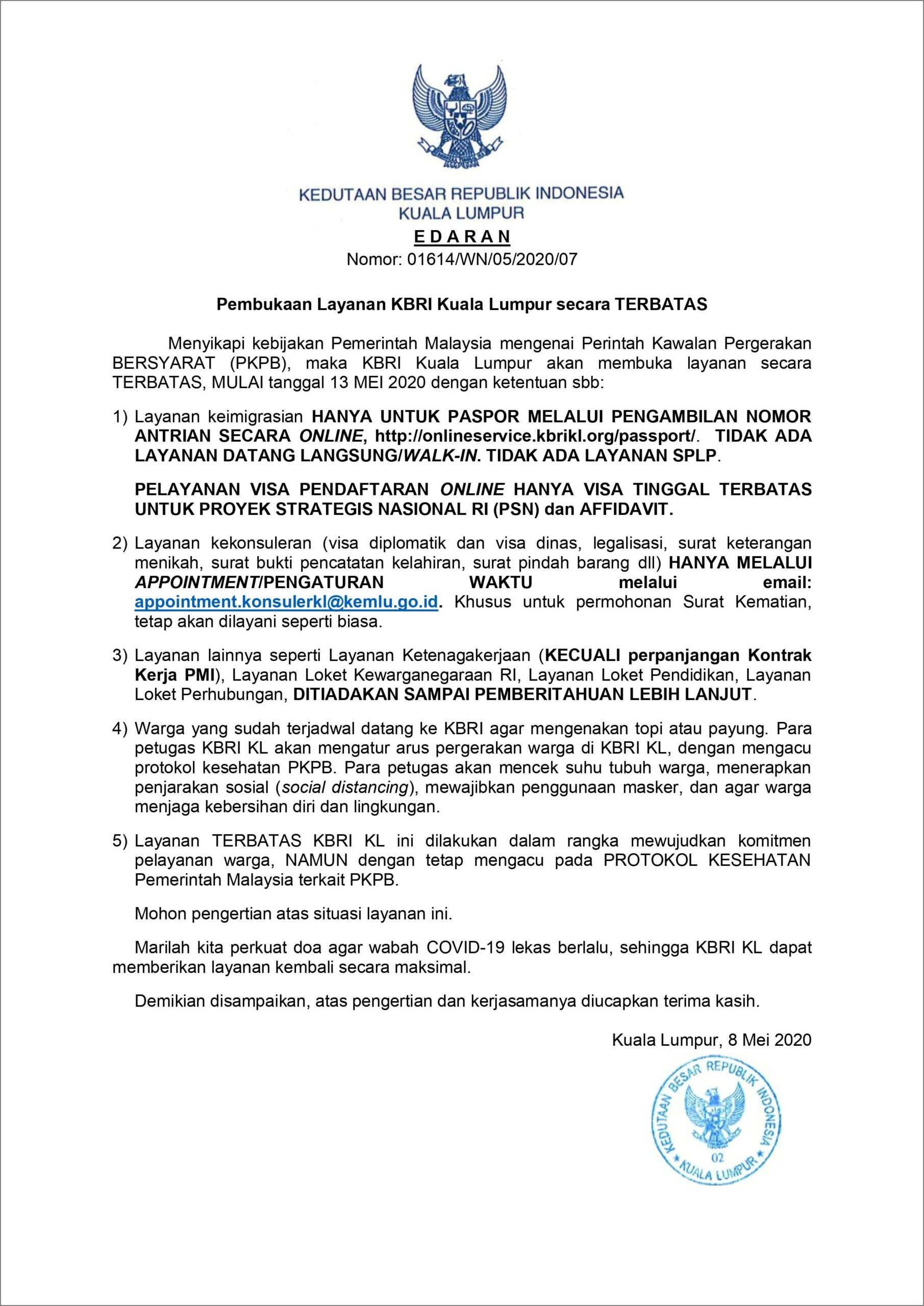 Contoh Surat Permohonan Visa Tinggal Terbatas Ke Kedutaan Besar Indonesia