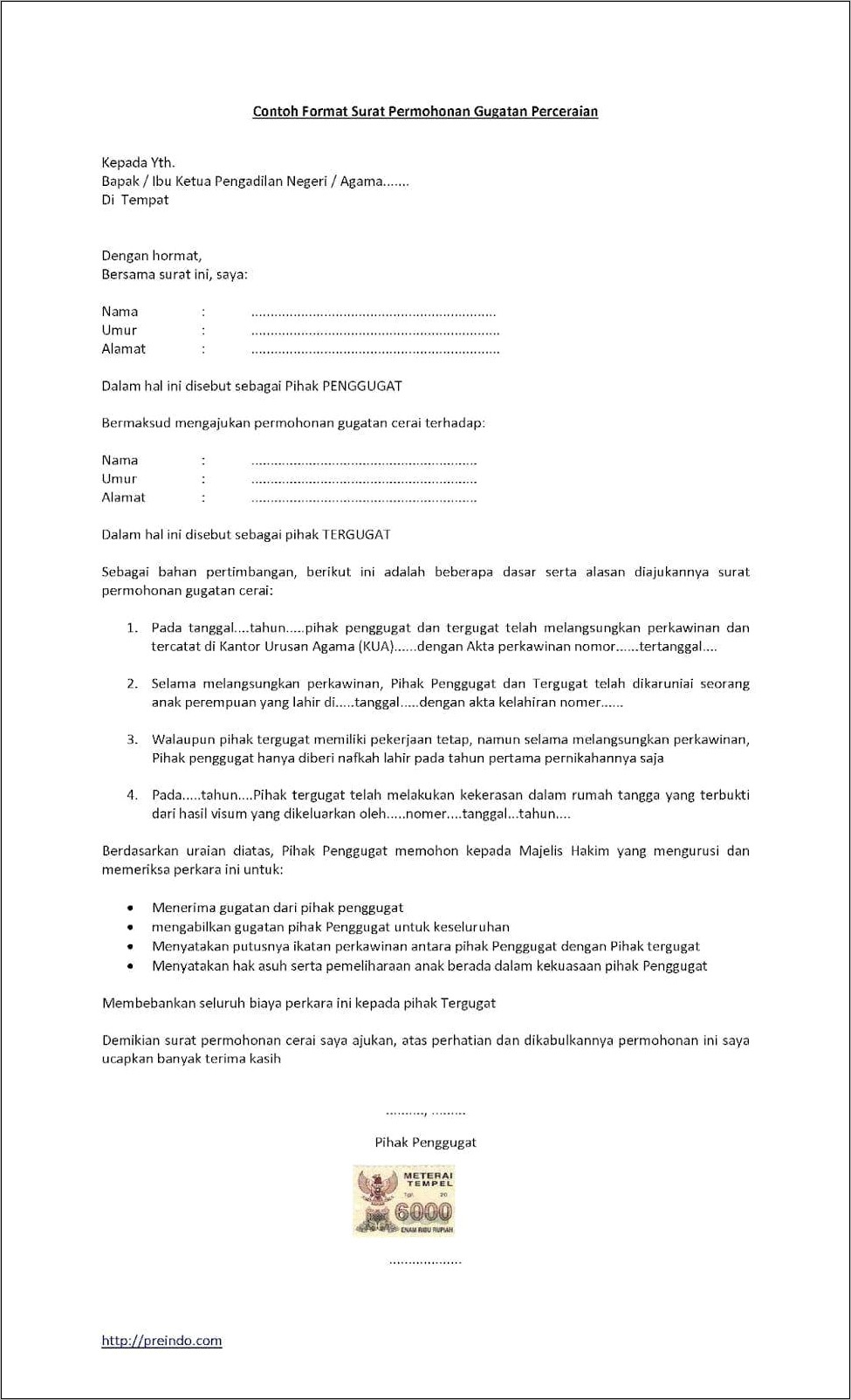 Contoh Surat Permohonan Visum