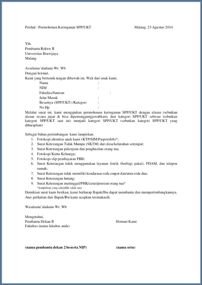Contoh Surat Permohonan Wb Pdf