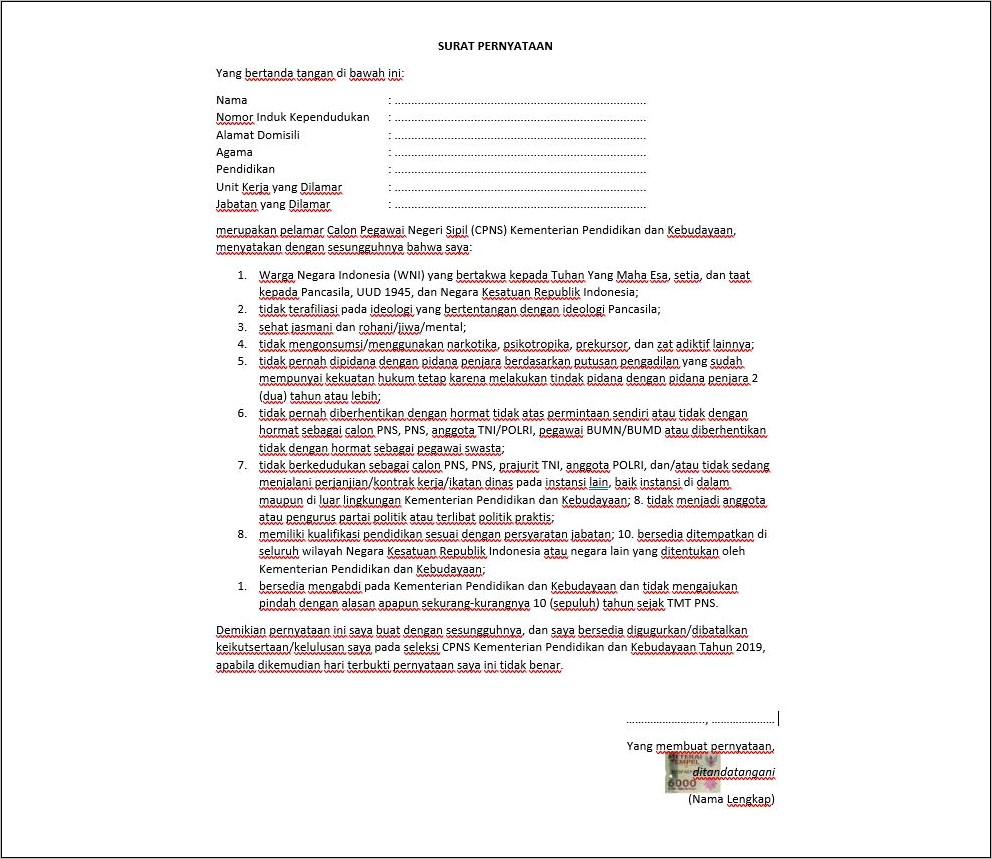 Contoh Surat Pernyataaan Tidak Ada Kaitan Dengan Perusahaan