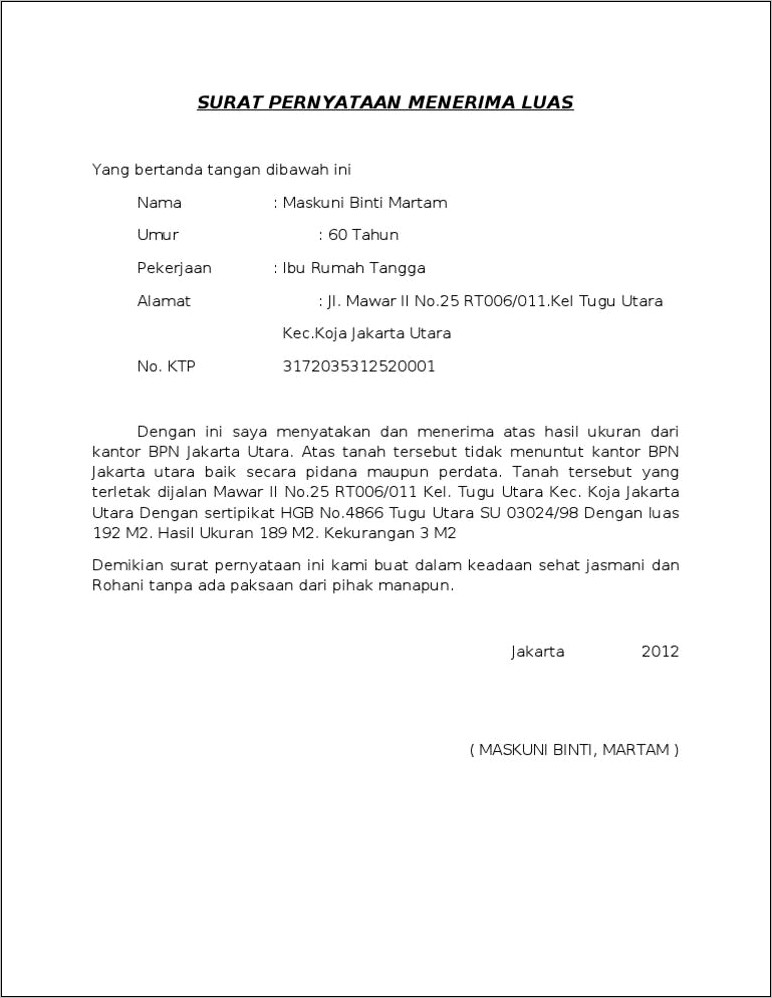 Contoh Surat Pernyataan Penerimaan Dana Timpah Tindih