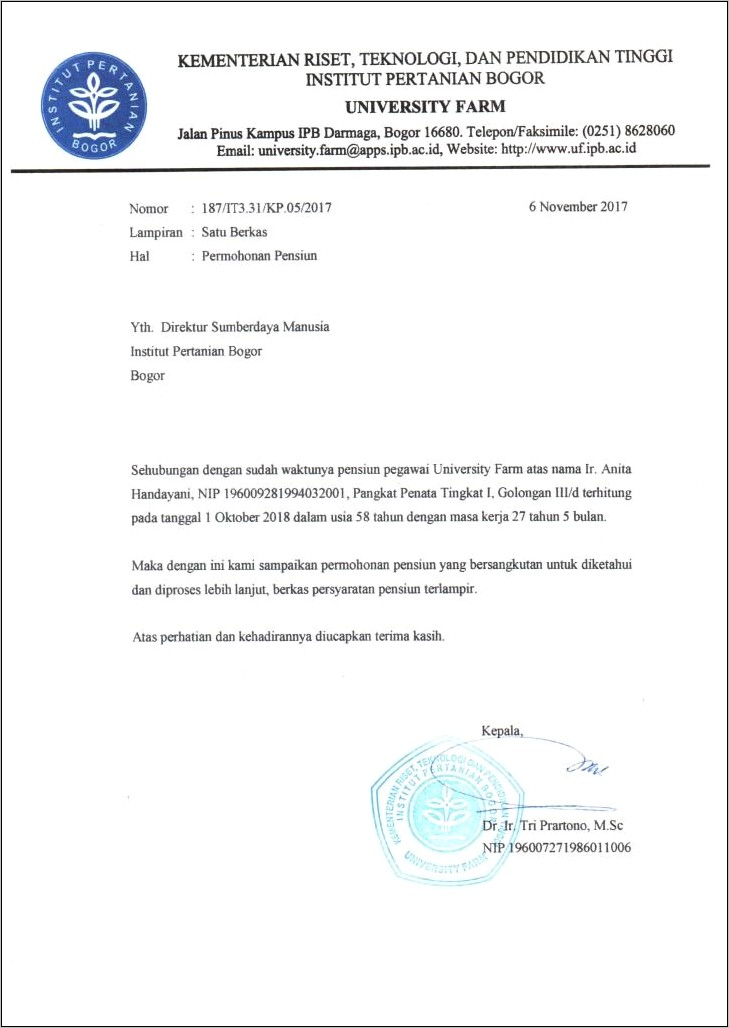 Contoh Surat Pernyataan Pengajuan Sk Kepala Dinas