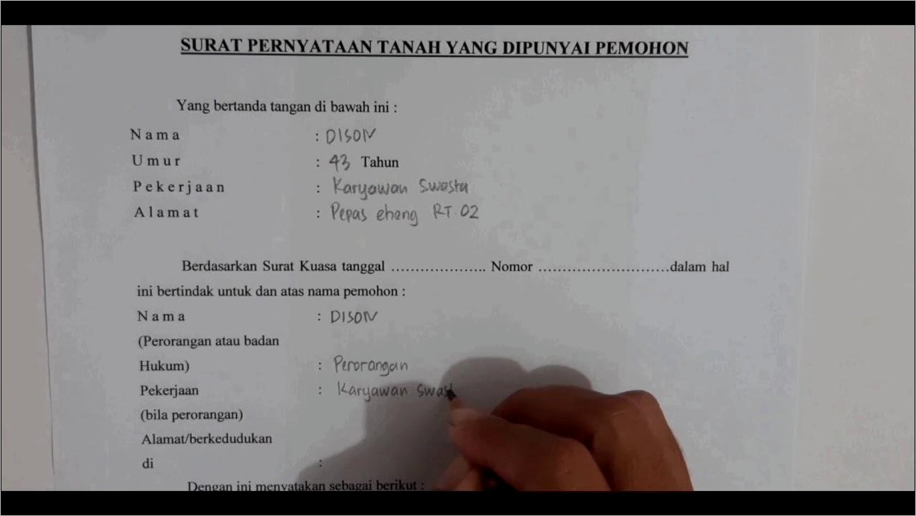 Contoh Surat Pernyataan Pengukuran Tanah