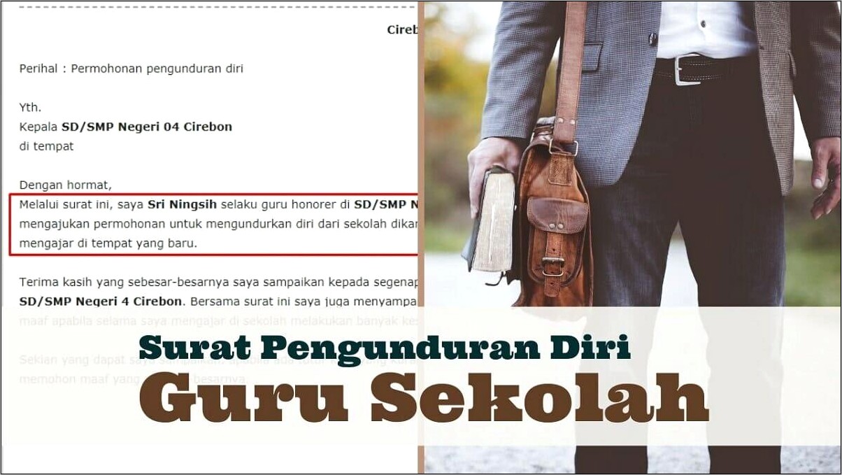 Contoh Surat Pernyataan Pengunduran Diri Dari Kepala Sekolah Dasar