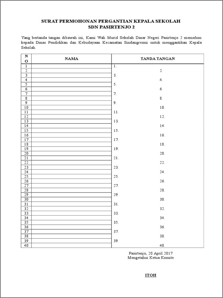 Contoh Surat Pernyataan Penolakan Menjadi Calon Kepala Sekolah