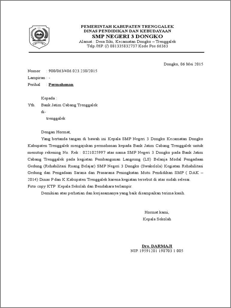 Contoh Surat Pernyataan Penutupan Pajak Restoran