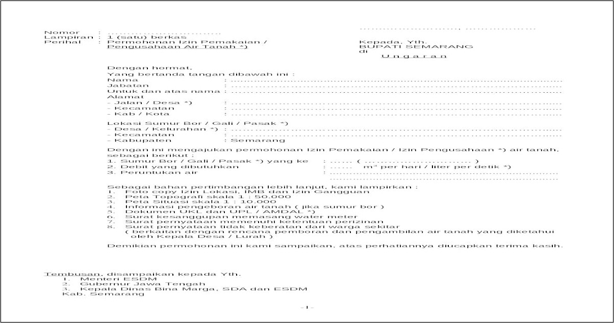 Contoh Surat Pernyataan Penyediaan Air