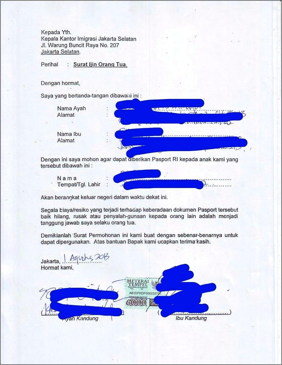 Contoh Surat Pernyataan Penyerahan Anak Adopsi