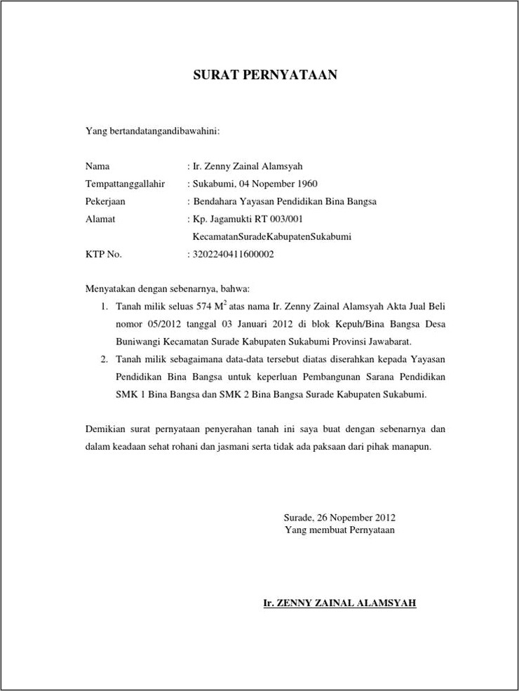 Contoh Surat Pernyataan Penyerahan Naskah Jurnal