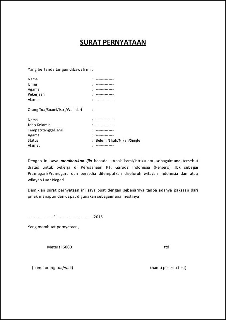Contoh Surat Pernyataan Persetujuan Sertifikat Bersama