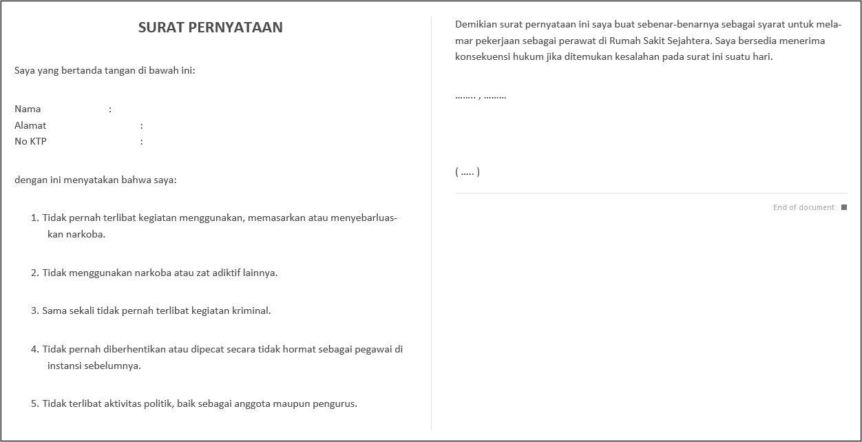 Contoh Surat Pernyataan Pertanggung Jawaban Doc