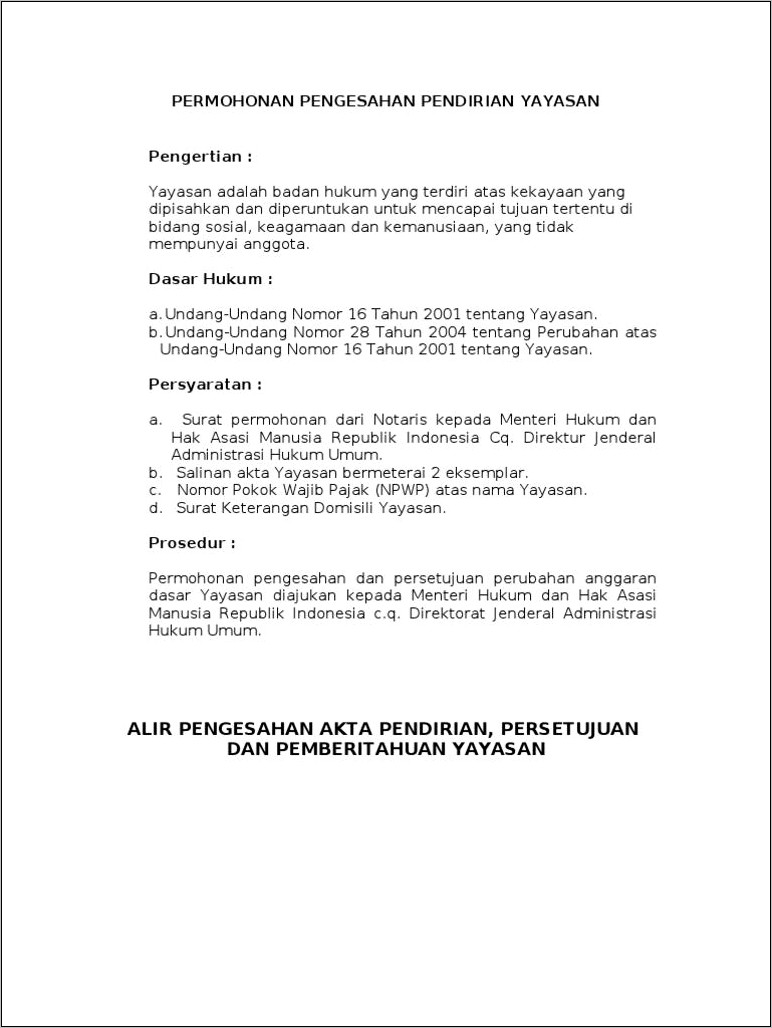 Contoh Surat Pernyataan Perubahan Badan Hukum Dari Yayasan Ke Pt