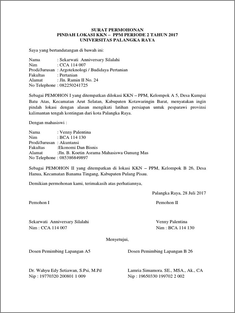 Contoh Surat Pernyataan Pindah Kegiatan Usaha