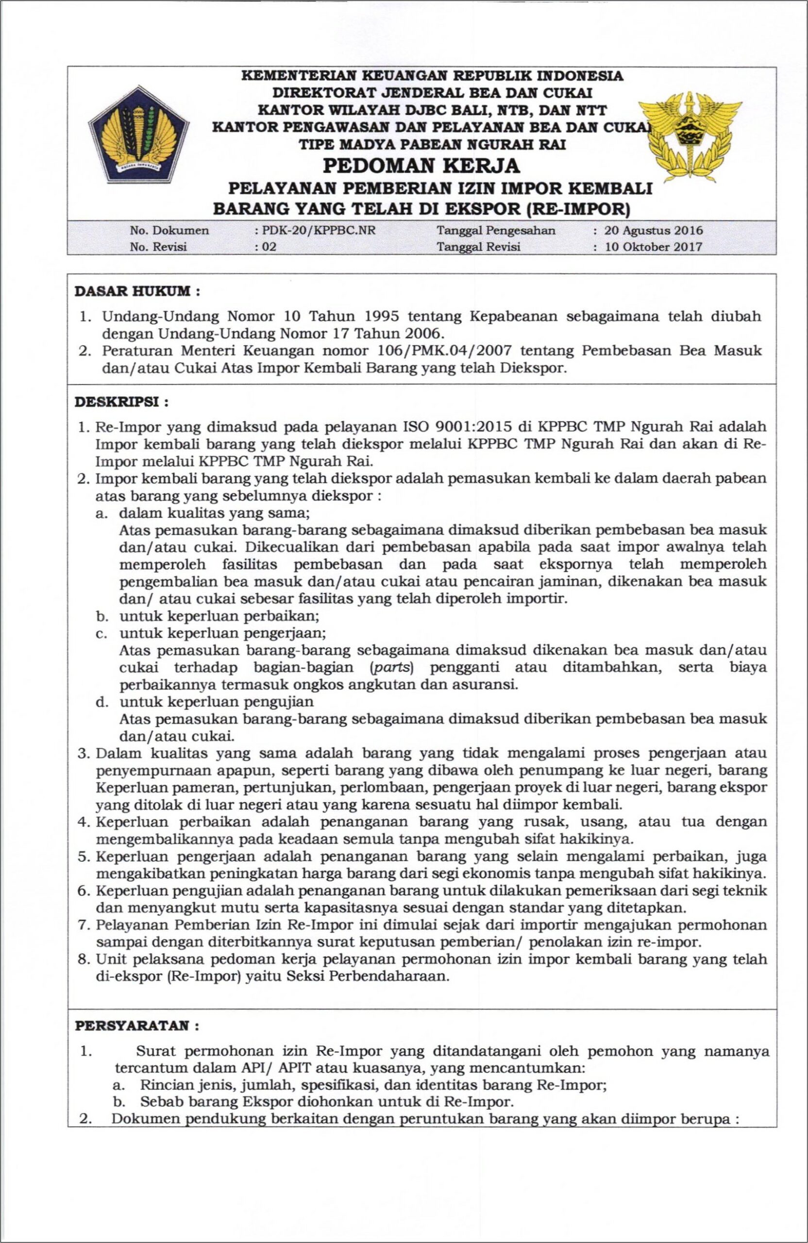 Contoh Surat Pernyataan Restitusi Bea Masuk
