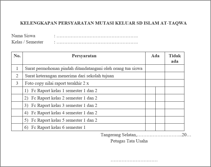 Contoh Surat Pernyataan Sanggup Menerima Siswa Pindahan