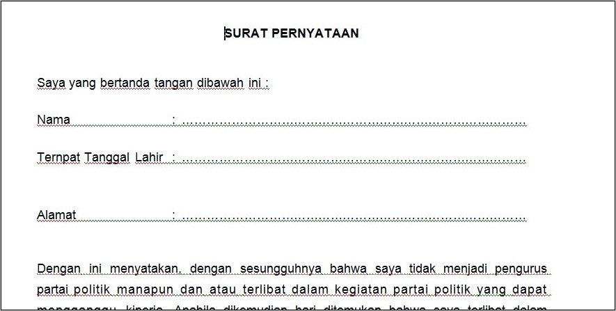 Contoh Surat Pernyataan Sebagai Pemdamping