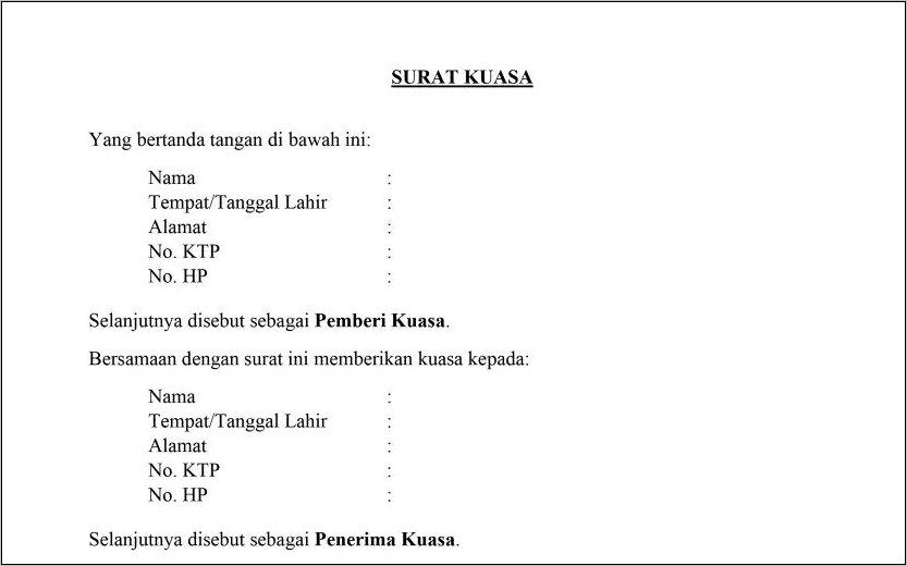 Contoh Surat Pernyataan Sebagai Perwakilan Sah