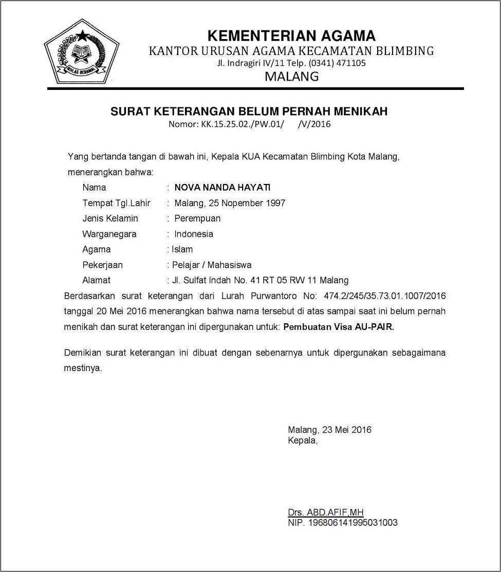 Contoh Surat Pernyataan Sendiri