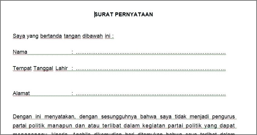 Contoh Surat Pernyataan Siap Berdomisili