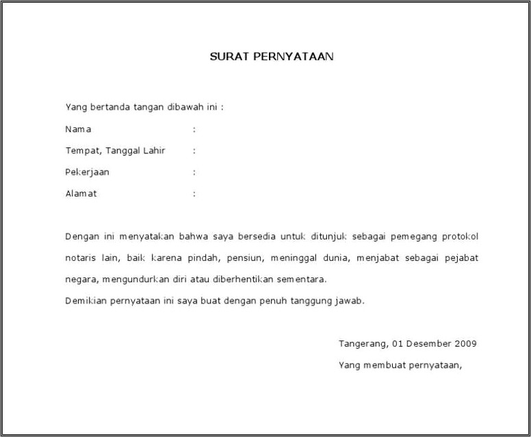 Contoh Surat Pernyataan Siap Tidak Menikah Selama Magang