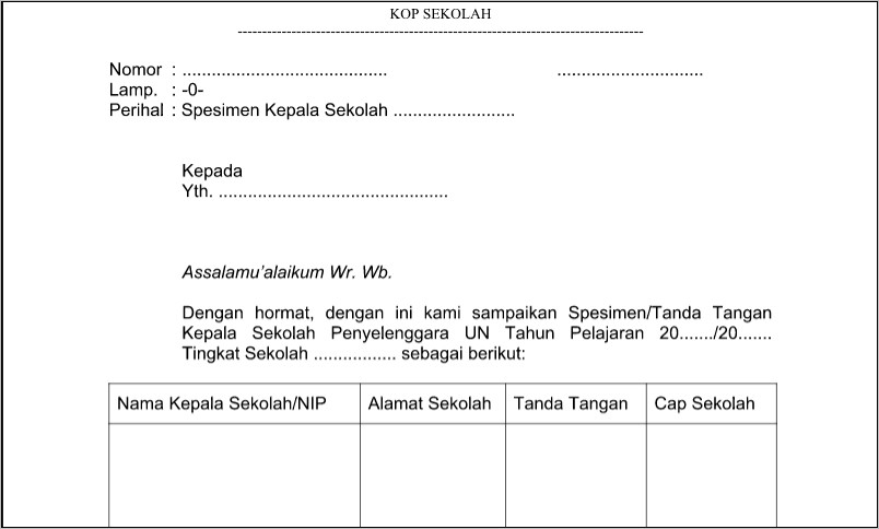 Contoh Surat Pernyataan Specimen Ttd