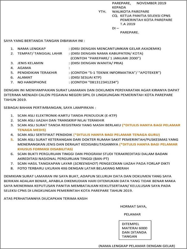 Contoh Surat Pernyataan Sscn Kota Prabumulih