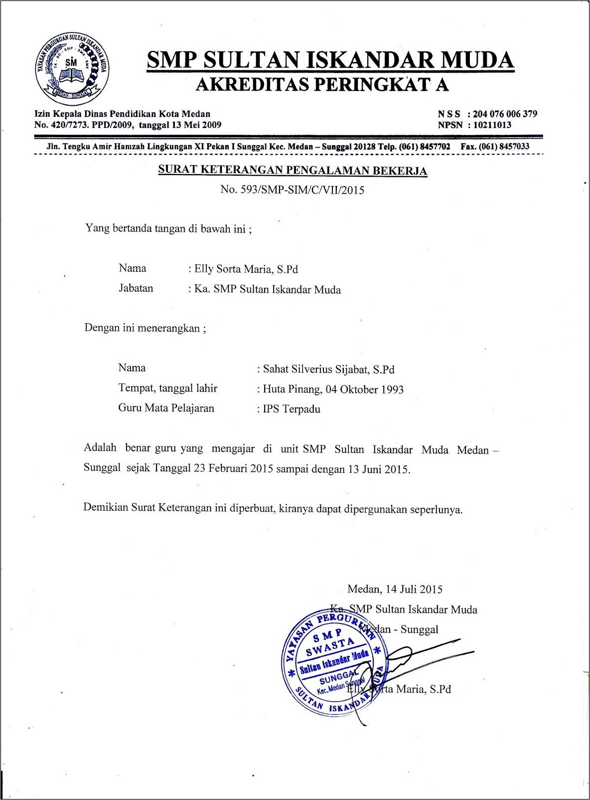Contoh Surat Pernyataan Supir Mobil Kantor