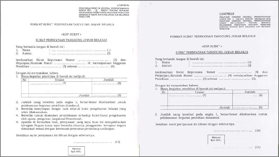 Contoh Surat Pernyataan Tanggung Jawab Belanja Penelitian Tahun 2017