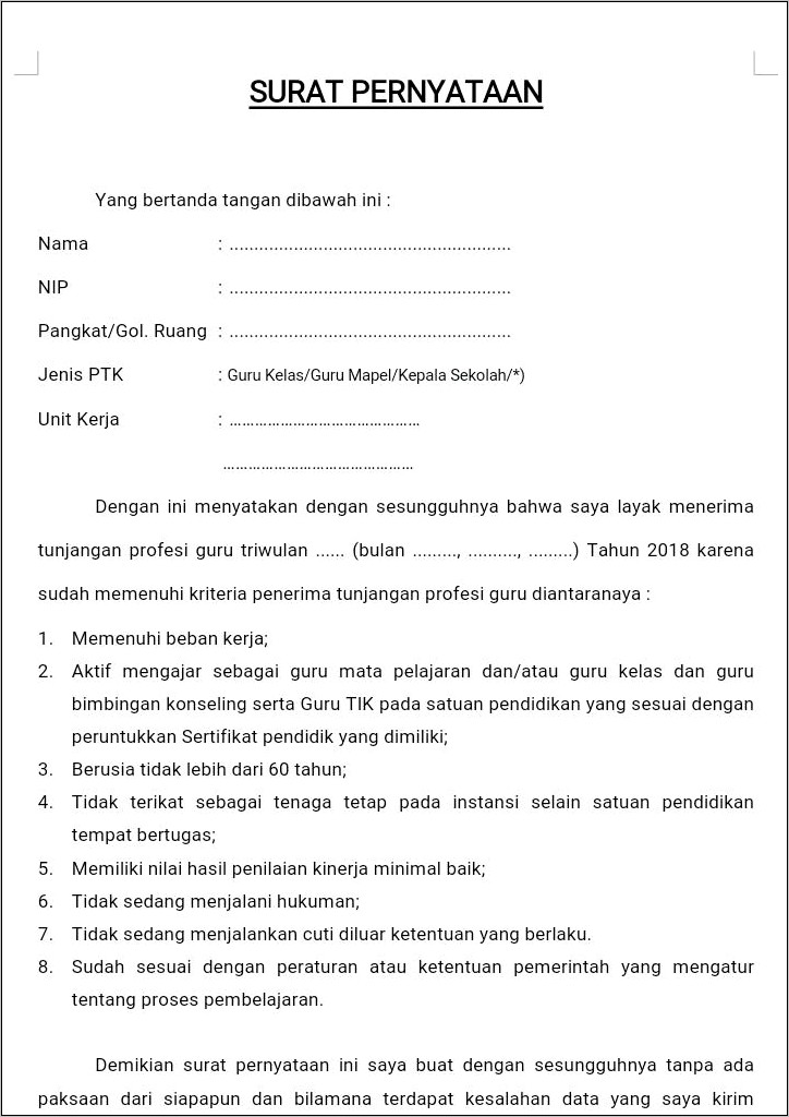 Contoh Surat Pernyataan Tanggung Jawab Mutlak Pembayaran Gaji