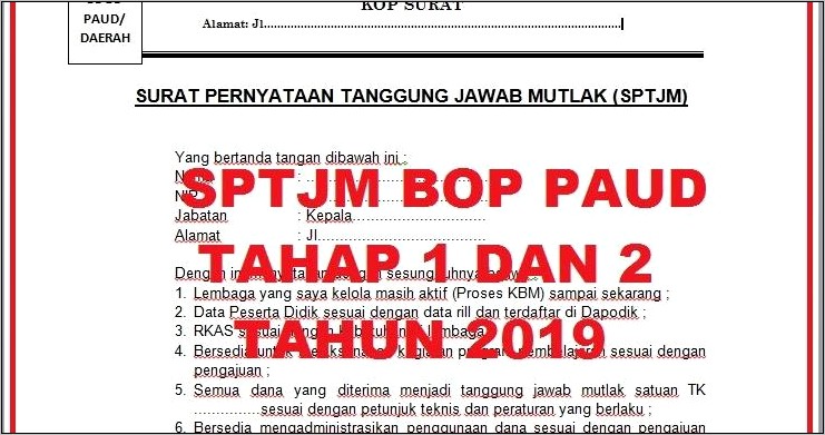 Contoh Surat Pernyataan Tanggung Jawab Mutlak Pengajuan Dana Gu