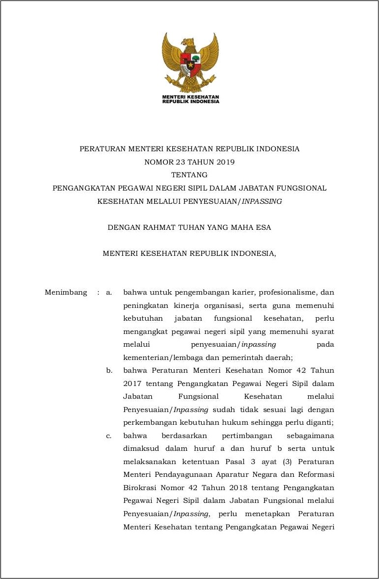 Contoh Surat Pernyataan Tentang Formasi Kebutuhan Jabatan Fungsional Perencana