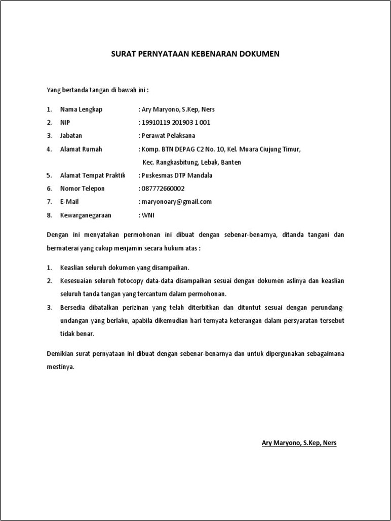 Contoh Surat Pernyataan Tentang Standar Kelulusan Bermaterai