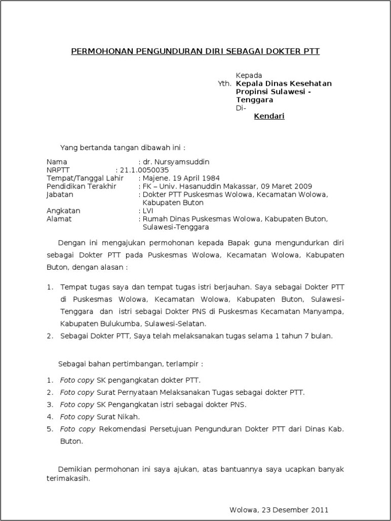 Contoh Surat Pernyataan Tidak Akan Mengundurkan Diri Dari Pns