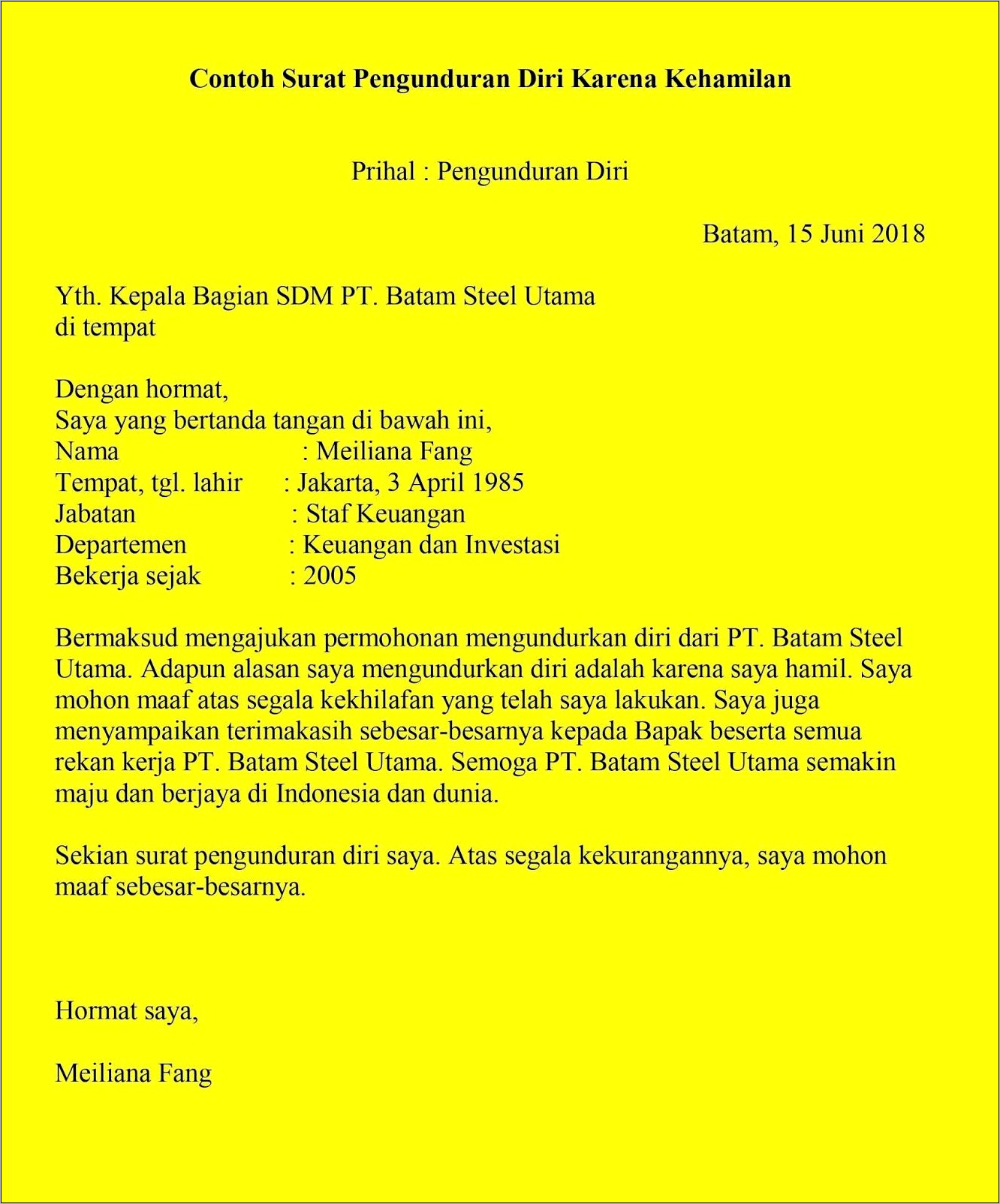 Contoh Surat Pernyataan Tidak Hamil Doc