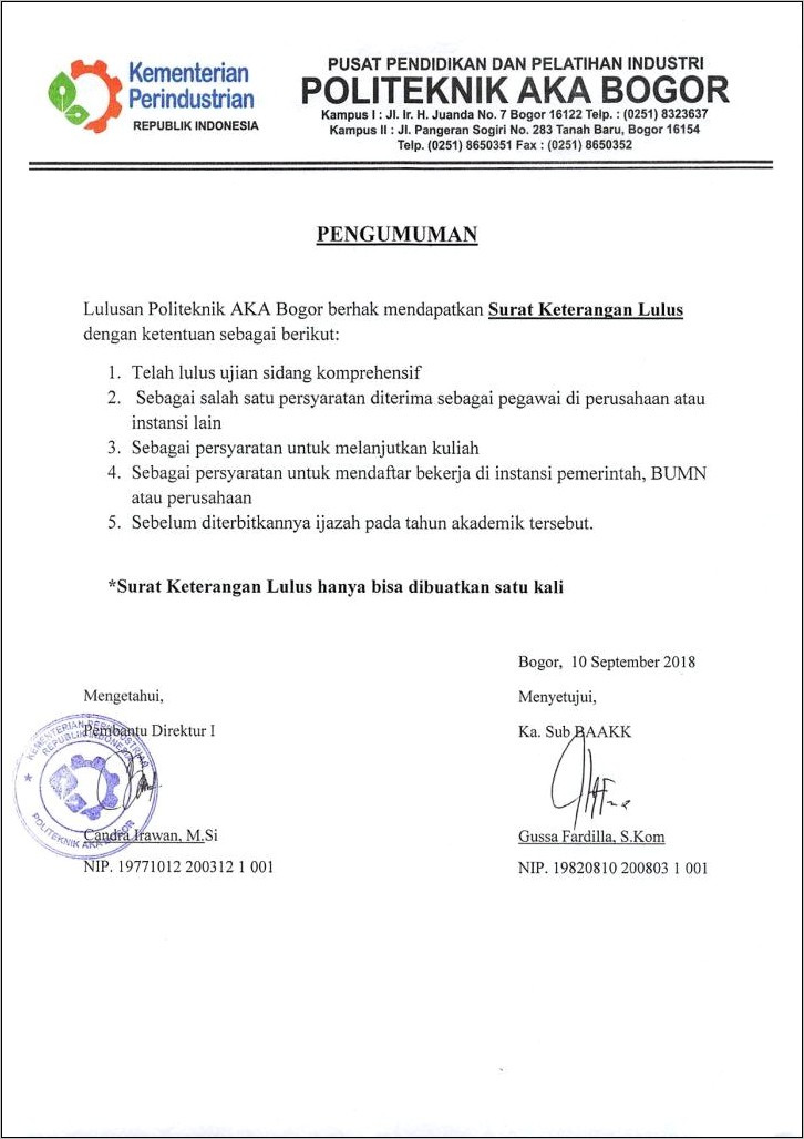 Contoh Surat Pernyataan Tidak Lulus