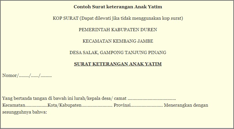 Contoh Surat Pernyataan Tidak Mampu Untuk Kepala Desa Sekolah