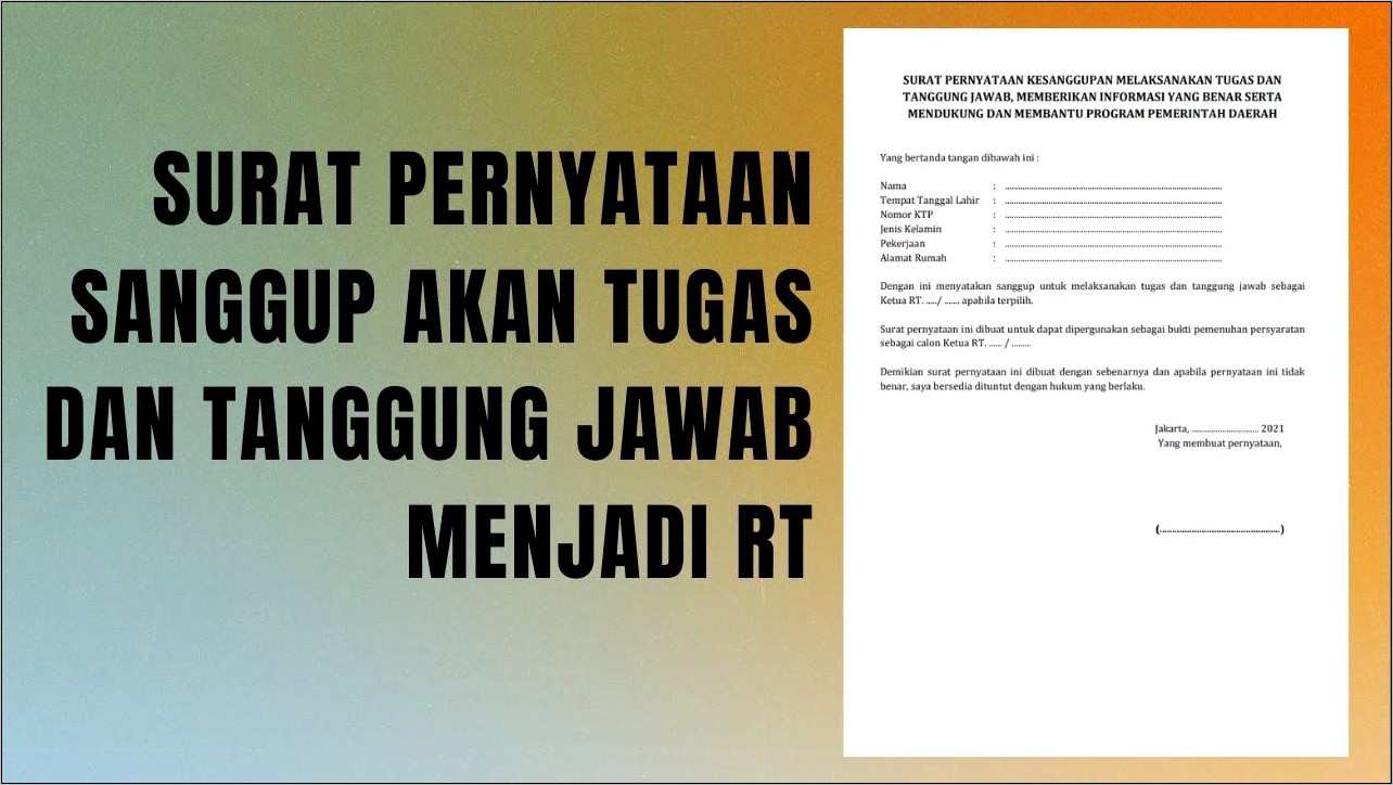 Contoh Surat Pernyataan Tidak Mau Terpilih Lagi Sebagai Ketua Rt