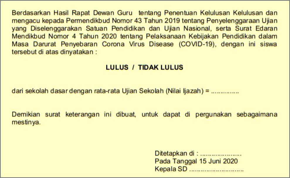 Contoh Surat Pernyataan Tidak Melaksanakan Kelas Jauh