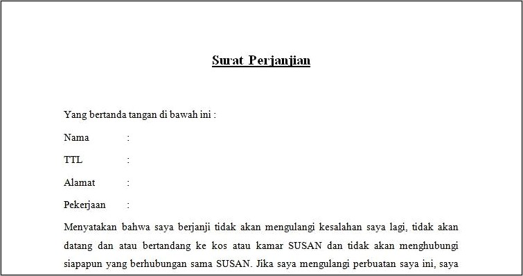 Contoh Surat Pernyataan Tidak Melakukan Kesalahan Di Perusahaan