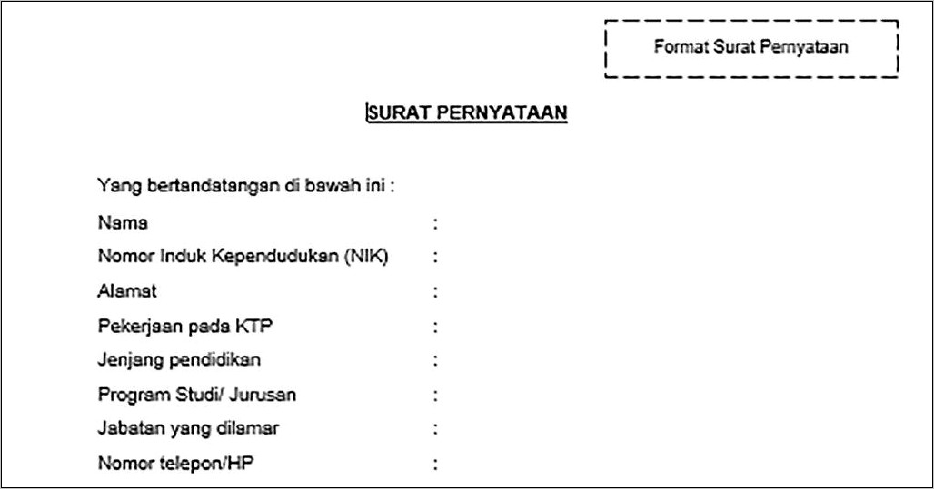 Contoh Surat Pernyataan Tidak Memakai Telepon