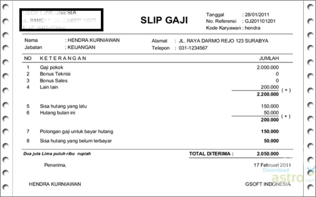 Contoh Surat Pernyataan Tidak Memiliki Slip Gaji